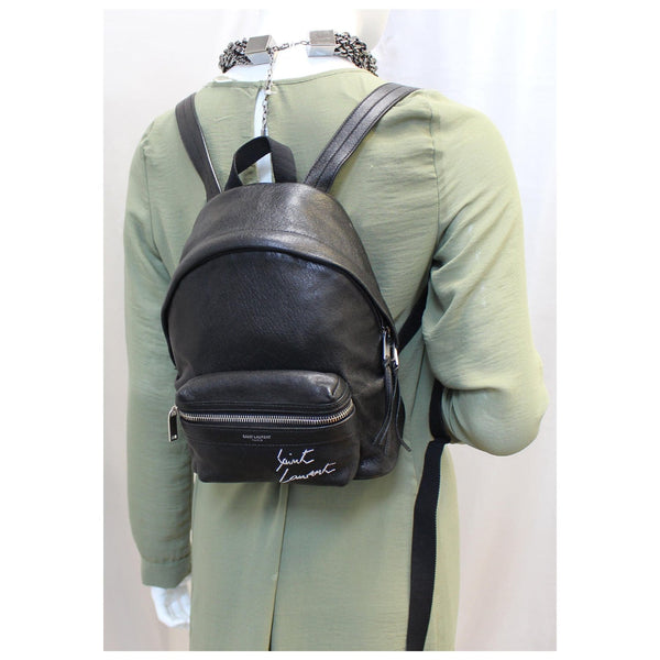 YVES SAINT LAURENT Toy City Embroidered Leather Backpack Bag Black-US