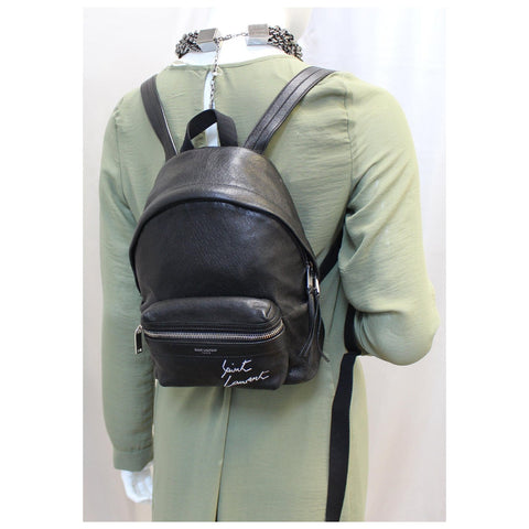 YVES SAINT LAURENT Toy City Embroidered Leather Backpack Bag Black-US