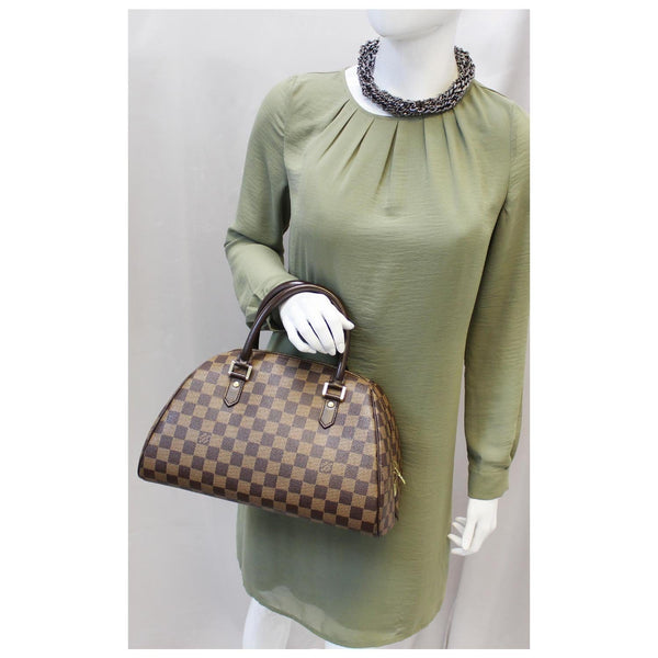 LOUIS VUITTON Ribera MM Damier Ebene Satchel Bag Brown-US