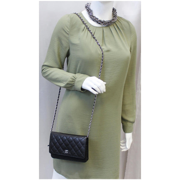 CHANEL Wallet on Chain WOC Caviar Leather Crossbody Bag Black