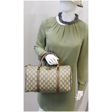 GUCCI GG Canvas Boston Satchel Bag Brown-US