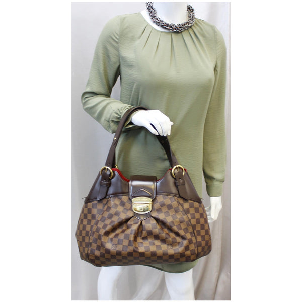 LOUIS VUITTON Sistina MM Damier Ebene Shoulder Bag Brown-US