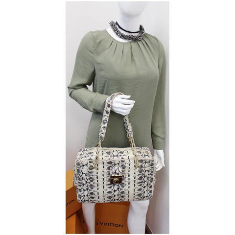 VERSACE Python Embossed Satchel Bag White/Black