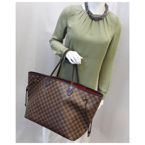 LOUIS VUITTON Neverfull GM Damier Ebene Brown Tote Shoulder Bag-US