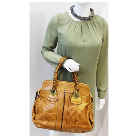 CHLOE Heloise Large Shoulder Handbag Brown Tan-US