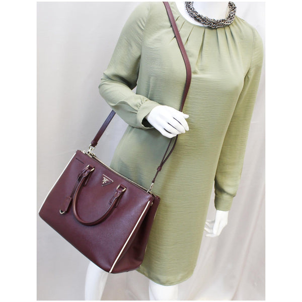 Prada Large Saffiano Leather Tote Shoulder Bag - with Belt