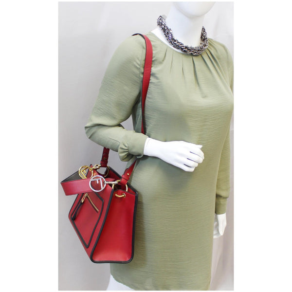 Fendi Runway Leather Tote Bag Red for women