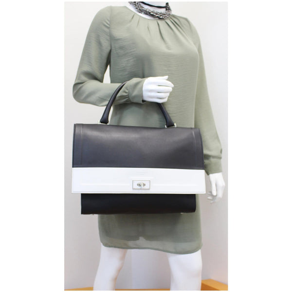 GIVENCHY Shark Medium Calfskin Bicolor Satchel Bag Black/White - 20% OFF