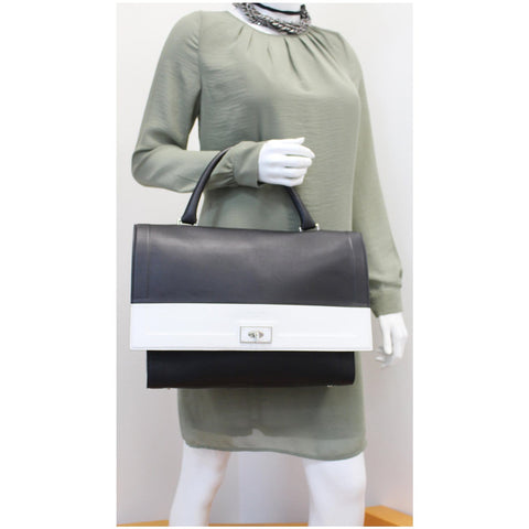 GIVENCHY Shark Medium Calfskin Bicolor Satchel Bag Black/White - 20% OFF