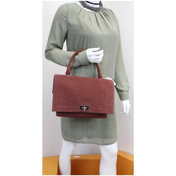 GIVENCHY Medium Shark Suede Leather Satchel Bag Red