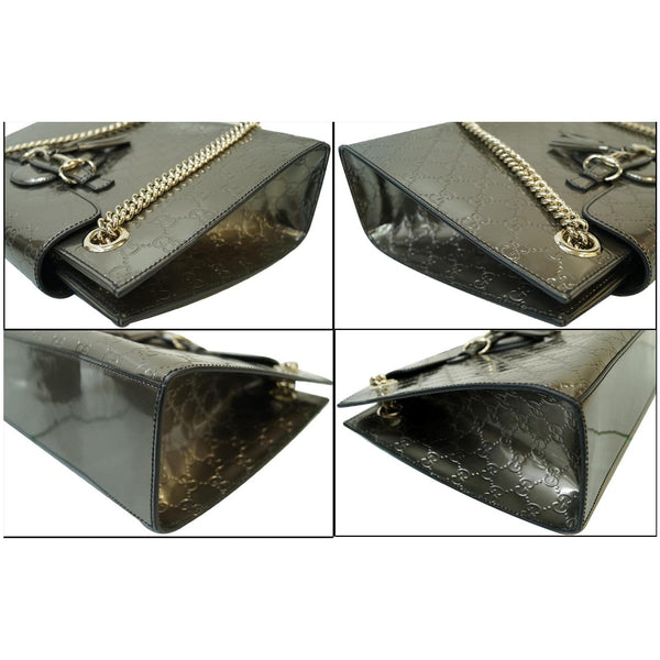 GUCCI Emily Large Guccissima Chain Shoulder Bag Grey 295403