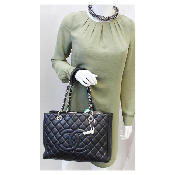 CHANEL Black Caviar Leather Grand Shopping Tote Bag-US