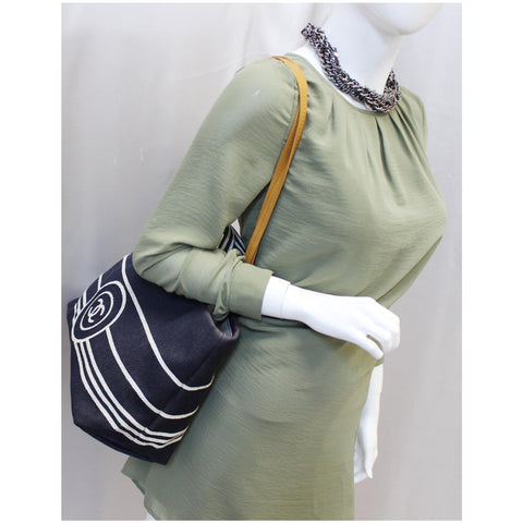Chanel Tote Shoulder Bag CC Shopping Large Denim Navy Blue