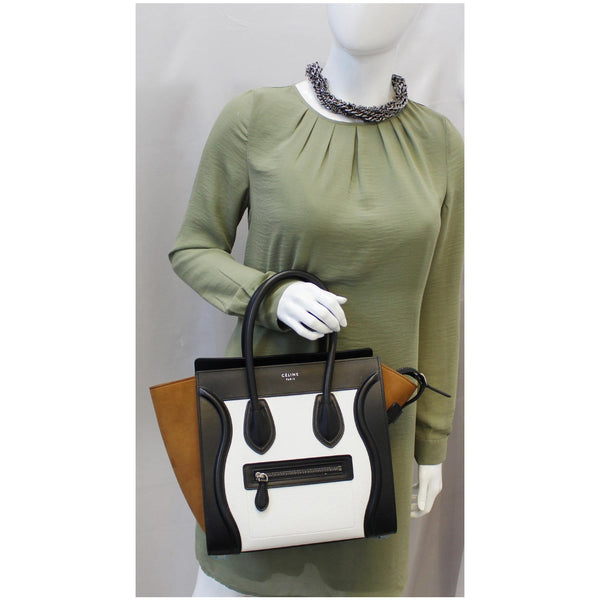 CELINE Mini Luggage Calfskin Leather Tote Bag Tri-Color-US