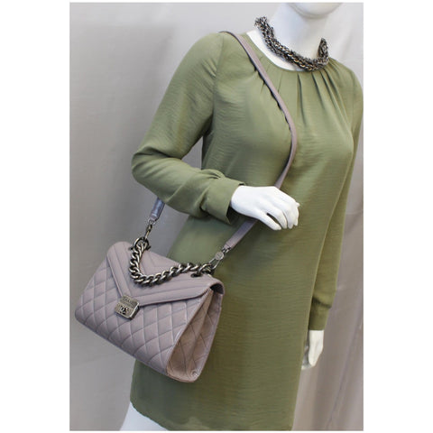 Chanel Flap Bag Quilted Sheepskin with Handle Lilac fro women