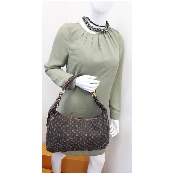 LOUIS VUITTON Manon MM Mini Lin Monogram Hobo Bag Black