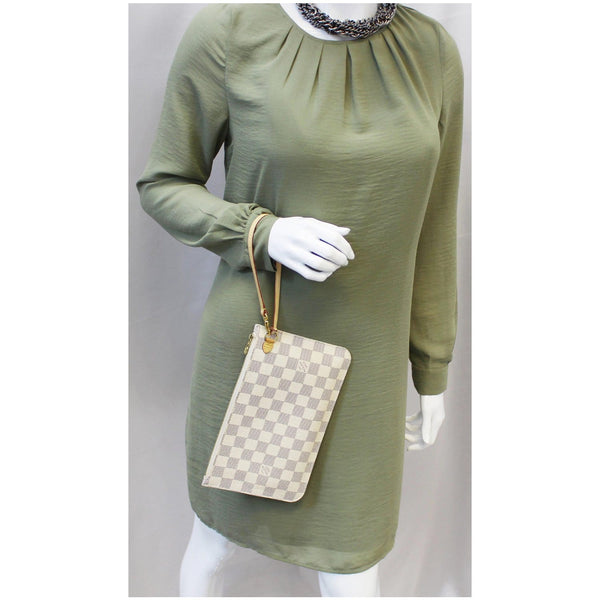 Louis Vuitton Neverfull MM Wristlet Damier Azur Pouch for women