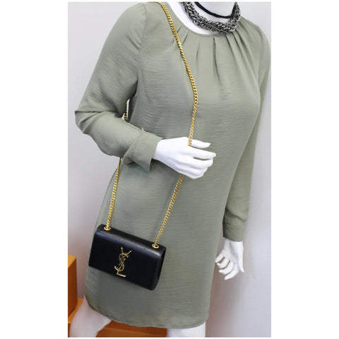 YVES SAINT LAURENT Kate Small Grain De Poudre Crossbody Bag Black