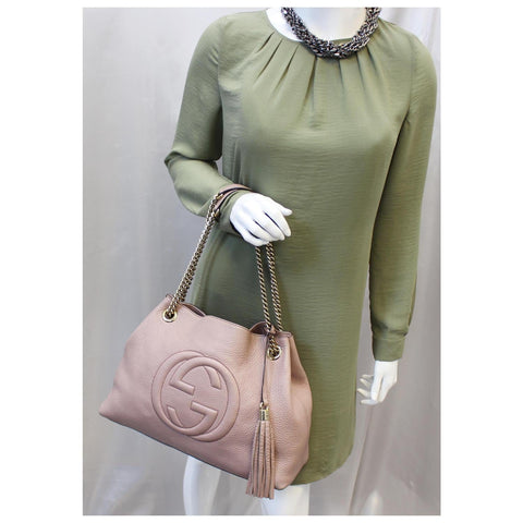 GUCCI Soho Pebbled Leather Chain Shoulder Bag 308982-US