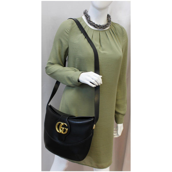GUCCI Arli Medium Calfskin Leather Shoulder Bag 568857 Black-US