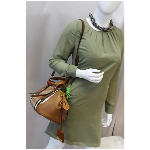 BURBERRY Blaze House Check and Leather Shoulder Bag Brown-US