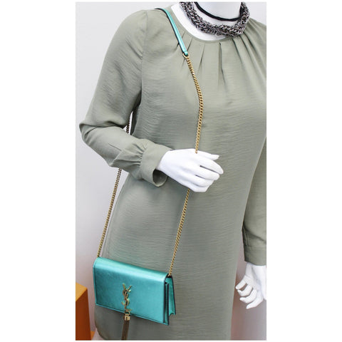 YVES SAINT LAURENT Small Kate Tassel Leather Crossbody Bag Teal