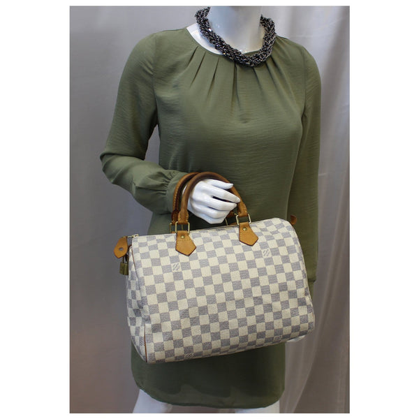 LOUIS VUITTON Speedy 30 Damier Azur Satchel Handbag