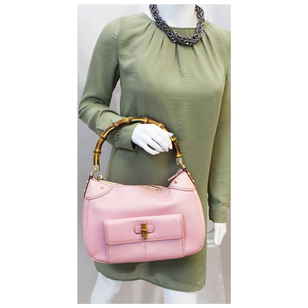 Gucci Bag Calfskin Bamboo Top Handle Pink