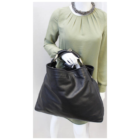 Gucci Hobo Bag Horsebit Large Black Leather for sale