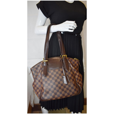 LOUIS VUITTON Verona MM Damier Ebene Shoulder Bag Brown