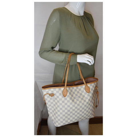 Louis Vuitton Neverfull MM Damier Azur Shoulder Bag - elbow handbag