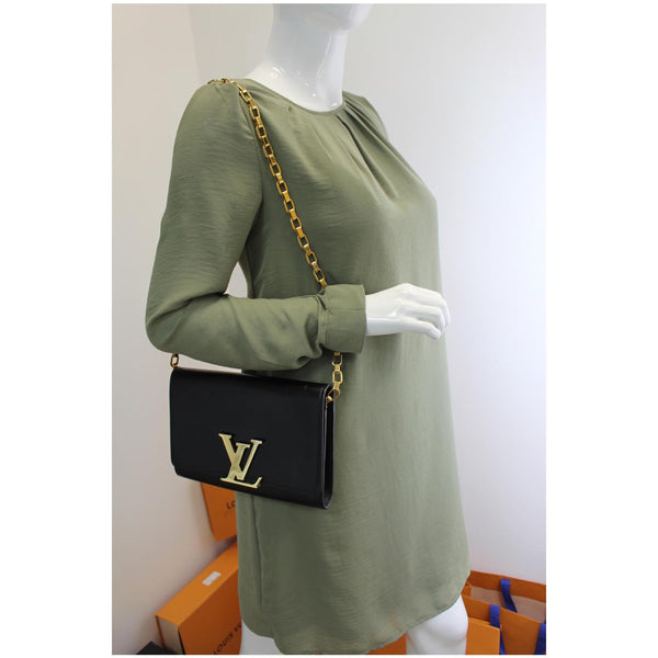 Louis Vuitton Chain Louise GM Noir Leather Black Bag