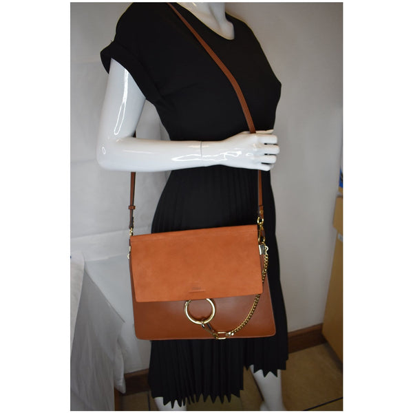 CHLOE Faye Medium Leather Shoulder Bag Brown