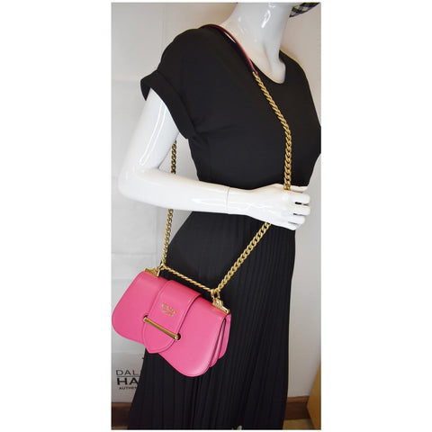 PRADA City Sidonie Small Leather Crossbody Bag Magenta