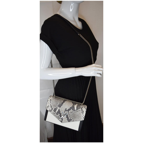 LOUIS VUITTON MyLockme BB Python Leather Crossbody Bag Black