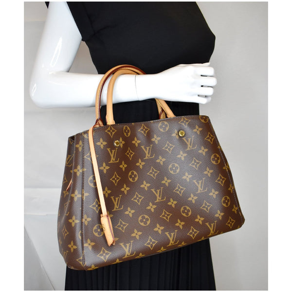 LOUIS VUITTON Montaigne MM Monogram Canvas Shoulder Bag Brown