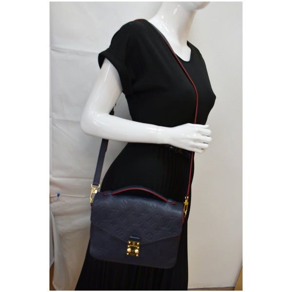 LOUIS VUITTON Metis Pochette Empreinte Leather Crossbody Bag Navy Blue