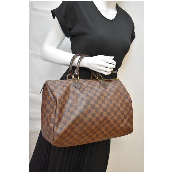 LOUIS VUITTON Speedy 35 Damier Ebene Satchel Bag Brown