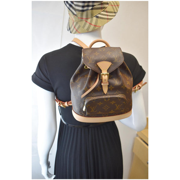 LOUIS VUITTON Mini Montsouris Monogram Canvas Backpack Bag Brown