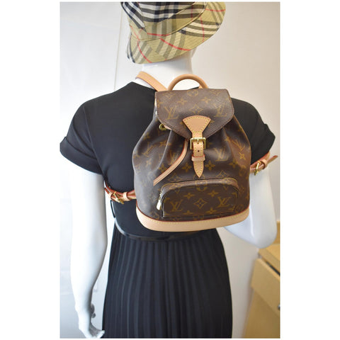 LOUIS VUITTON Mini Montsouris Monogram Canvas Backpack Bag Brown