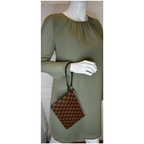 LOUIS VUITTON Wristlet Neverfull MM Damier Ebene Bag - handbag