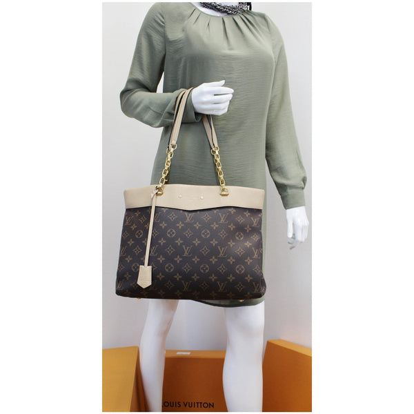LV Pallas Chain Shopper Monogram Canvas Handbag