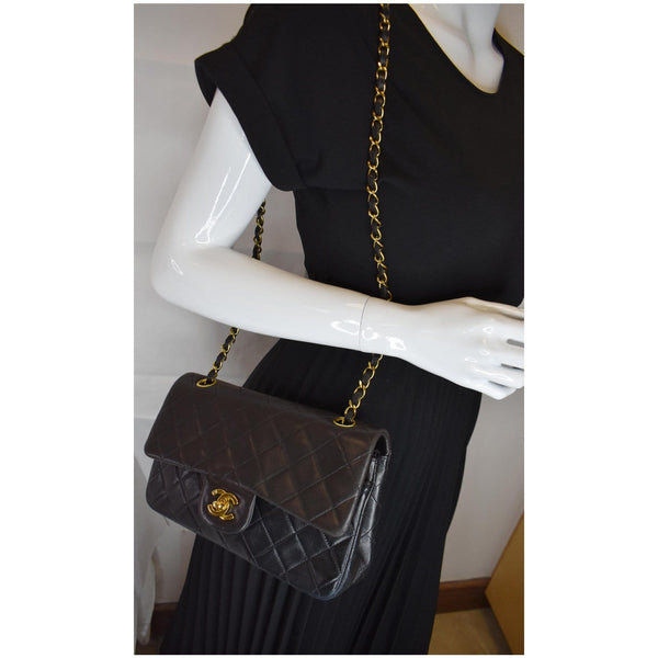 Chanel Vintage Double Flap Lambskin Shoulder Chain Bag