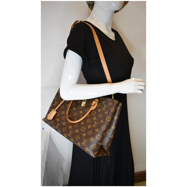 LOUIS VUITTON Flower Monogram Canvas Tote Bag Brown