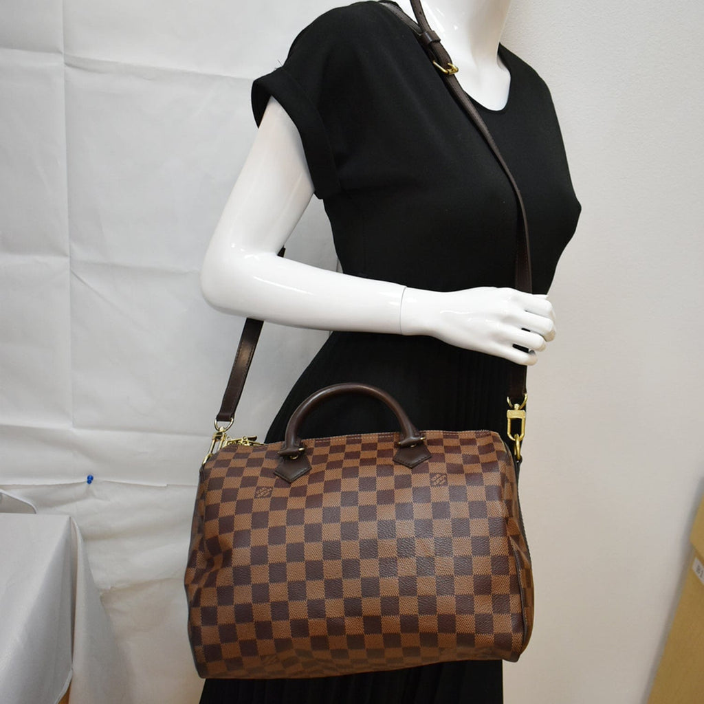 Speedy bandoulière leather handbag Louis Vuitton Brown in Leather - 26260898