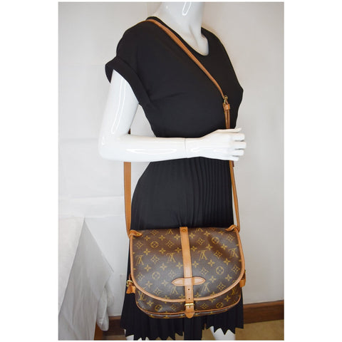 LOUIS VUITTON Saumur 30 Monogram Canvas Shoulder Bag Brown