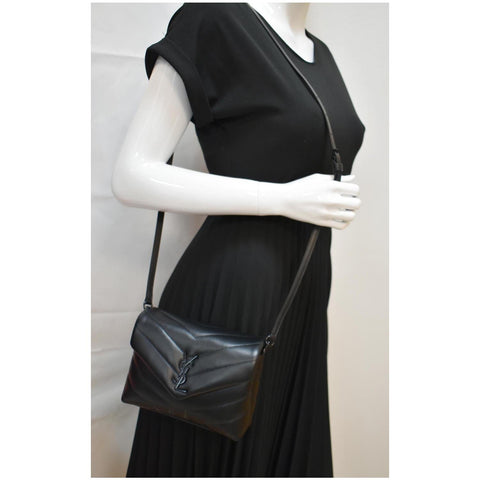 YVES SAINT LAURENT Loulou Toy Matelasse Leather Crossbody Bag Black