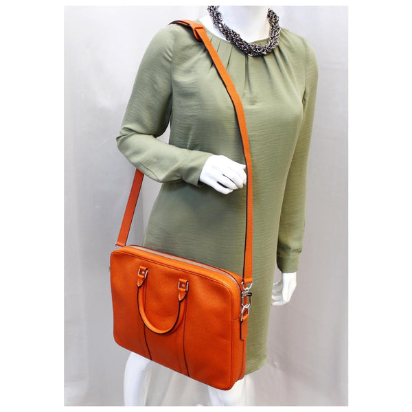 LOUIS VUITTON Porte-Documents Voyage PM Briefcase Taiga Leather Orange-US