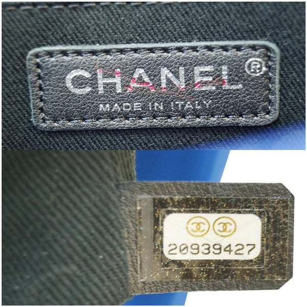 CHANEL Large Coco Shine Patent Quilted Leather Shopping Tote Blue