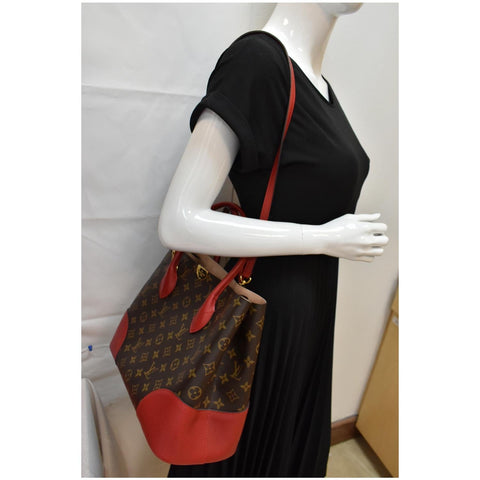 LOUIS VUITTON Flandrin Monogram Canvas Tote Shoulder Bag Red
